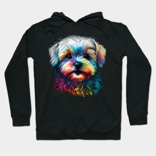 Colorful Maltese Pop Art Puppy Dog Face Hoodie